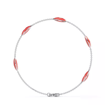Red Ceramic Disc Diamond Station Bracelet