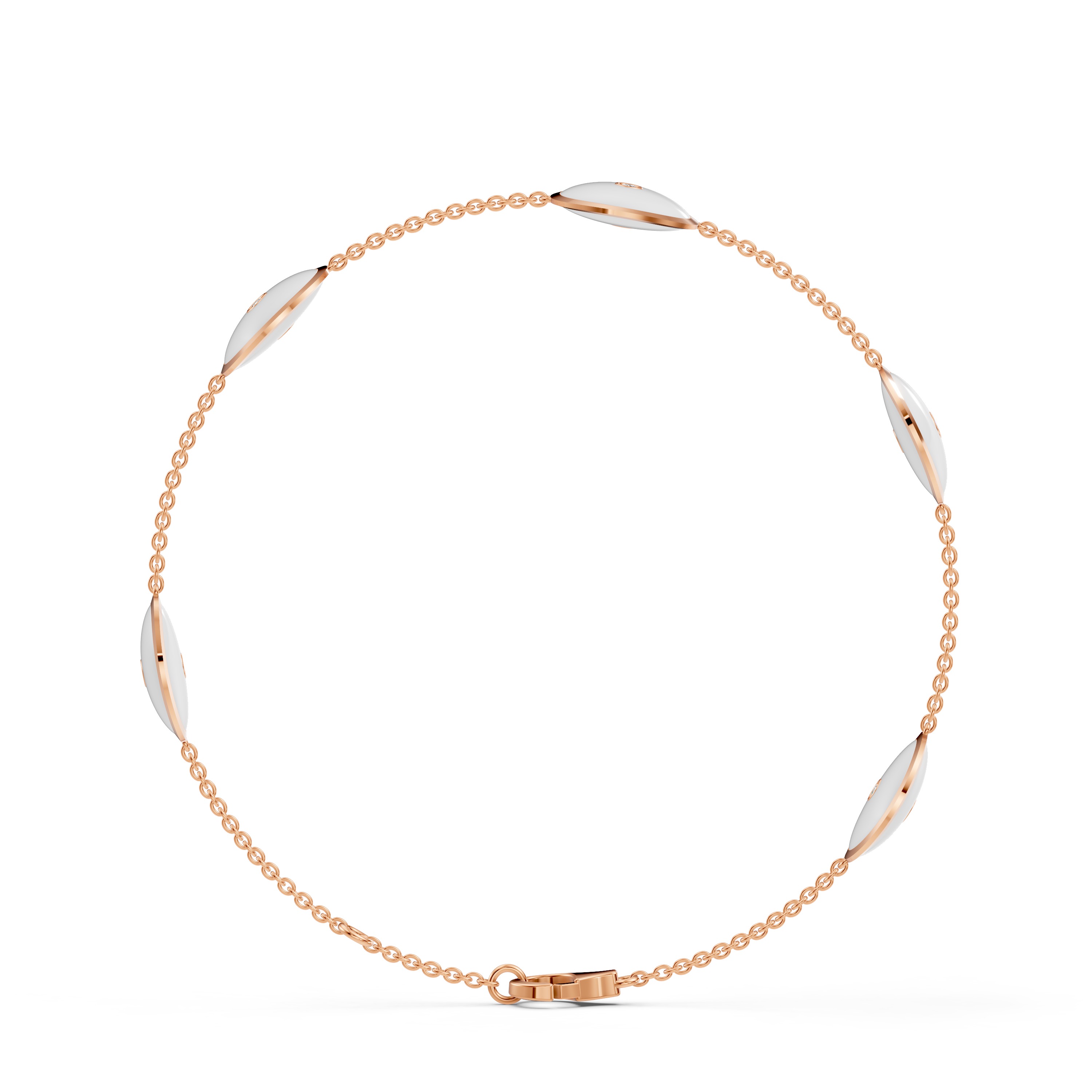White Ceramic Disc Diamond Station Bracelet