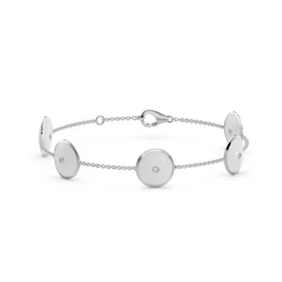 White Ceramic Disc Lab Diamond Station Bracelet
