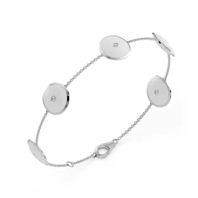 White Ceramic Disc Lab Diamond Station Bracelet