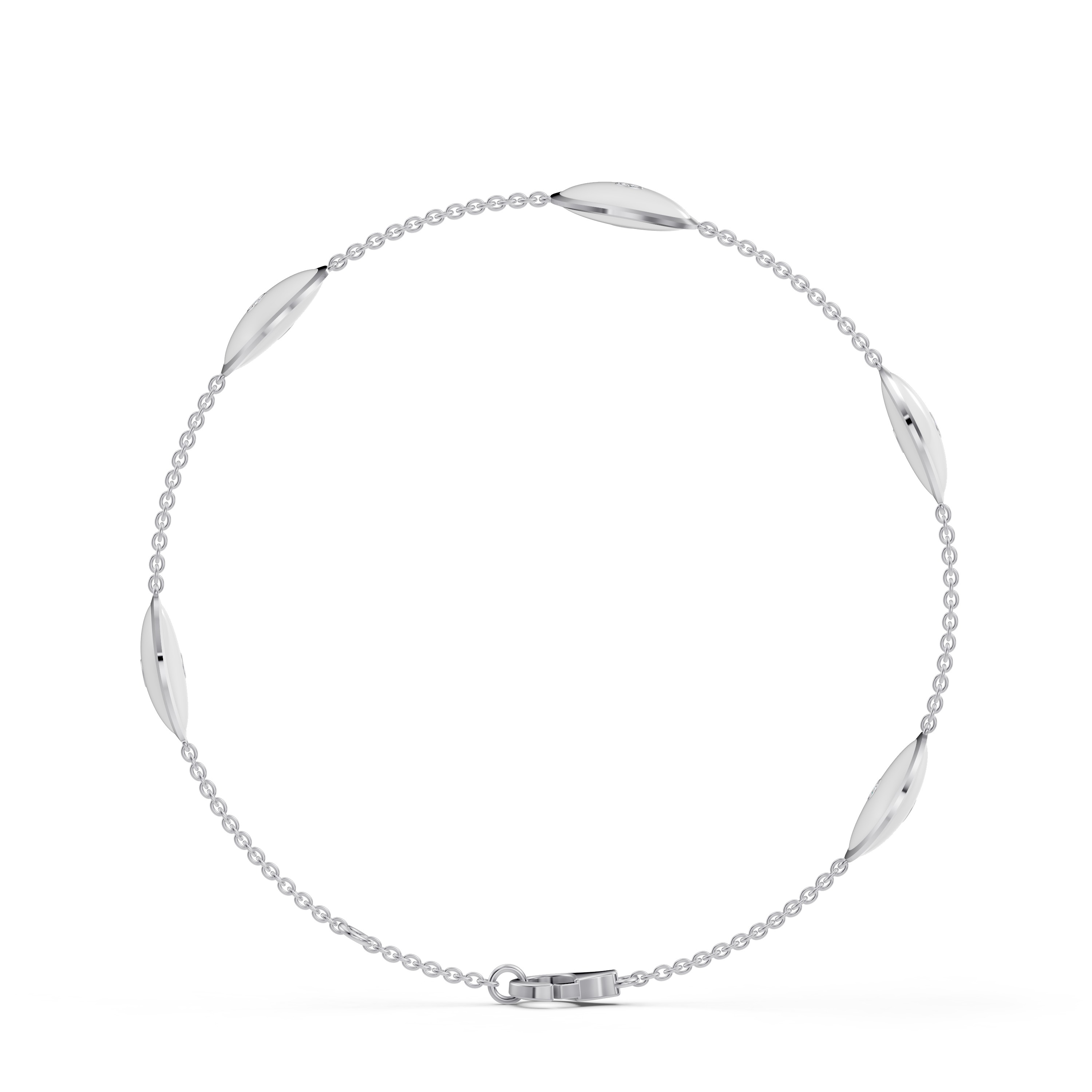 White Ceramic Disc Diamond Station Bracelet