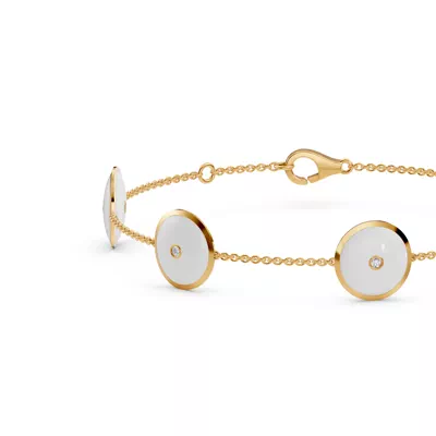 White Ceramic Disc Lab Diamond Station Bracelet
