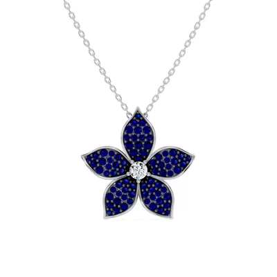 Fleur Pavé Lab Sapphire Necklace