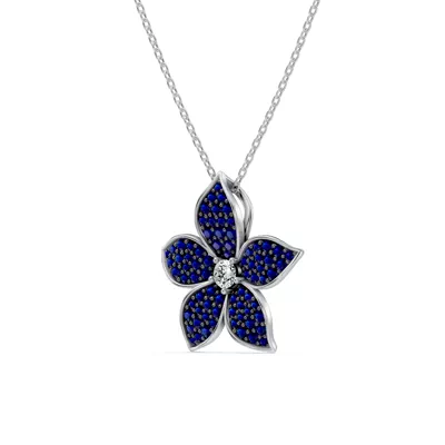 Fleur Pavé Lab Sapphire Necklace
