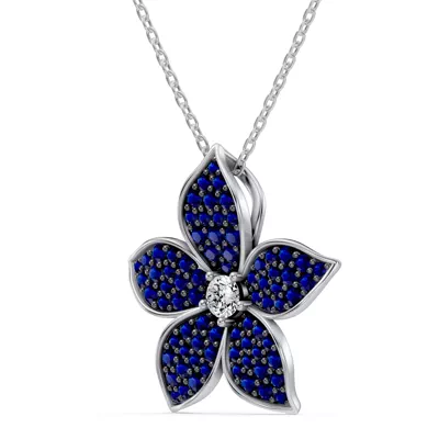 Fleur Pavé Lab Sapphire Necklace