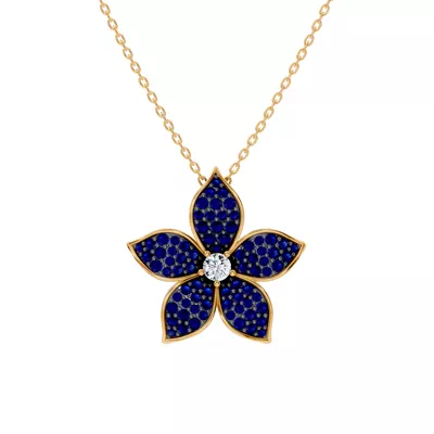 Fleur Pavé Lab Sapphire Necklace