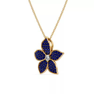 Fleur Pavé Lab Sapphire Necklace