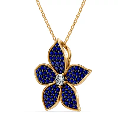 Fleur Pavé Lab Sapphire Necklace