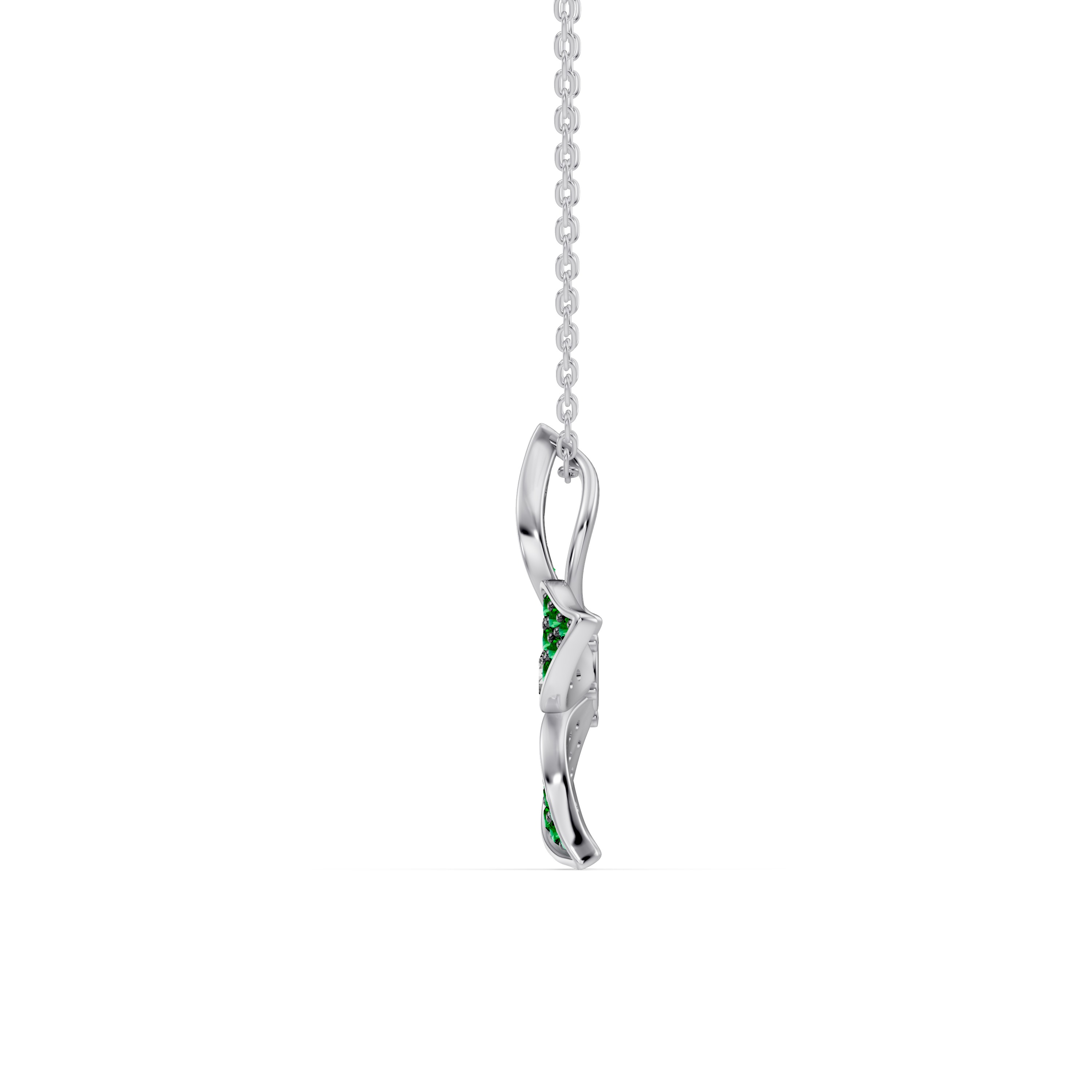 Fleur Pavé Lab Emerald Necklace
