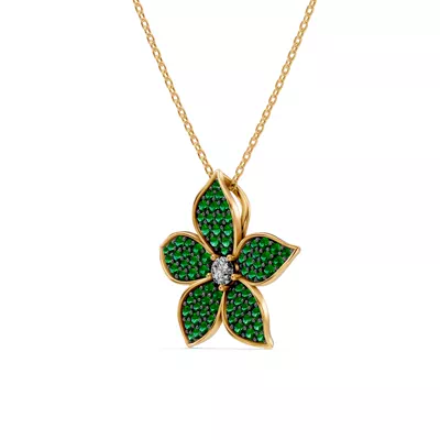 Fleur Pavé Lab Emerald Necklace