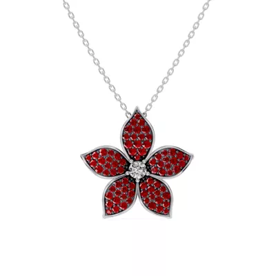 Fleur Pavé Lab Ruby Necklace