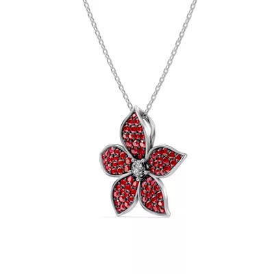 Fleur Pavé Lab Ruby Necklace