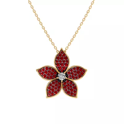 Fleur Pavé Lab Ruby Necklace