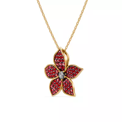 Fleur Pavé Lab Ruby Necklace
