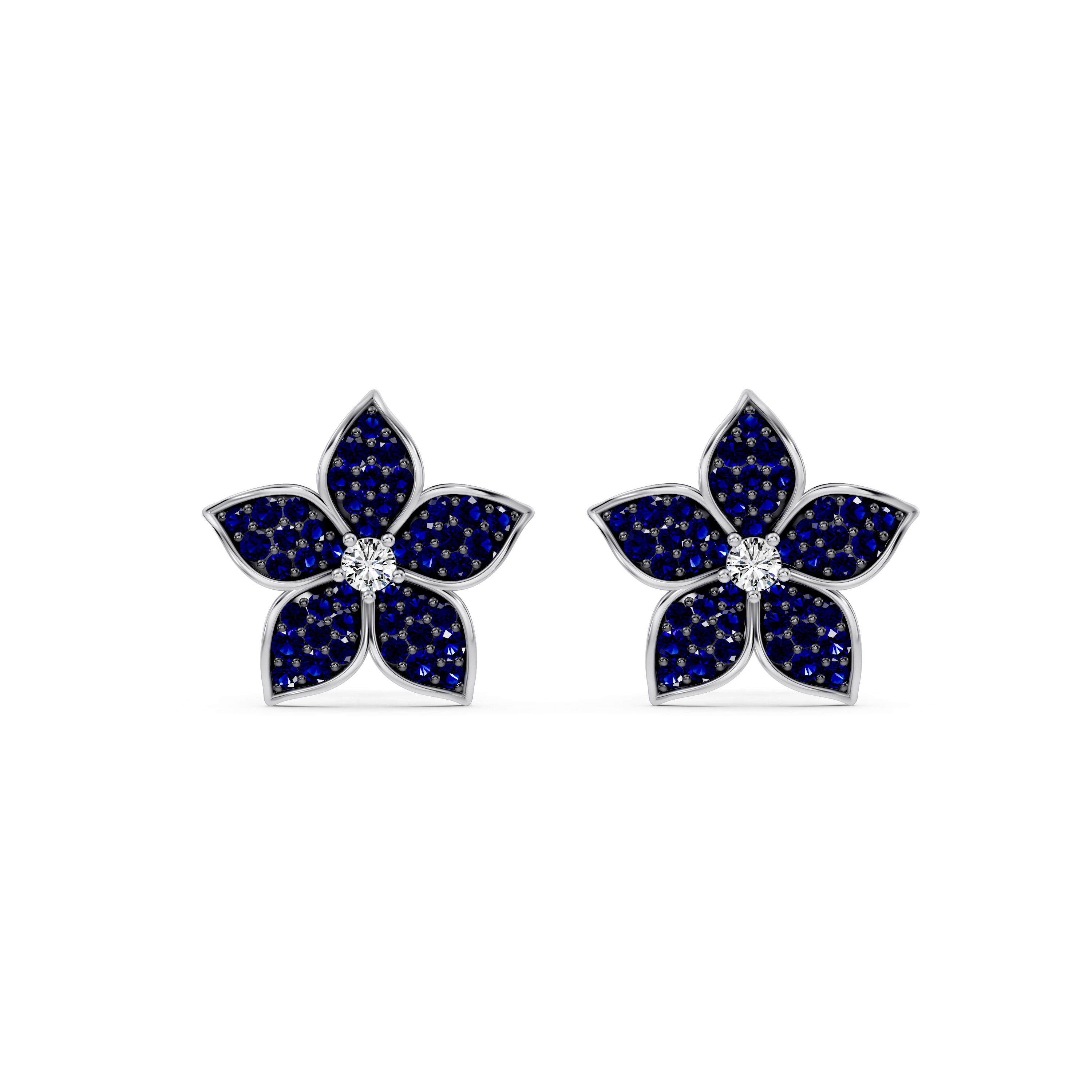 Fleur Pavé Lab Sapphire Earrings