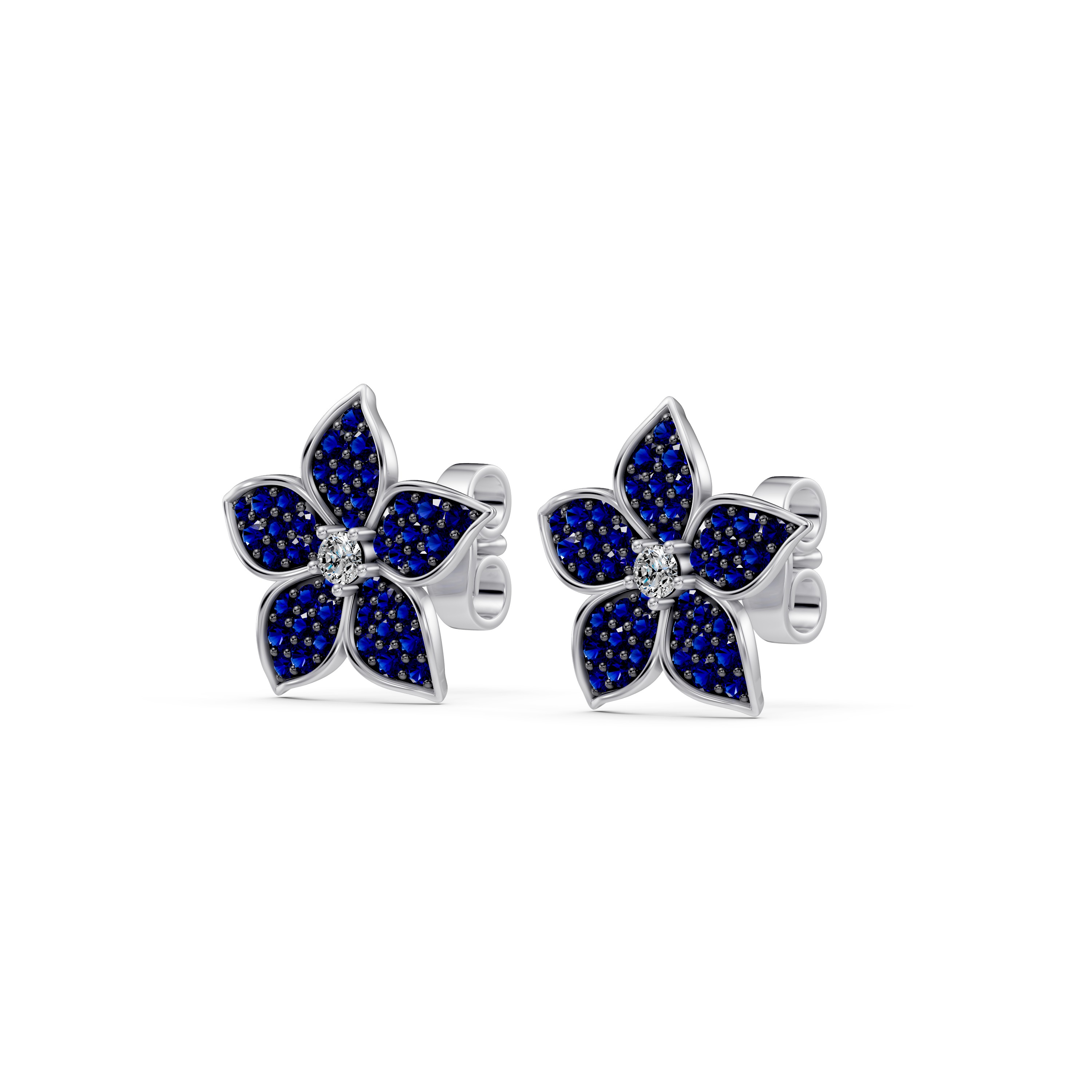 Fleur Pavé Lab Sapphire Earrings