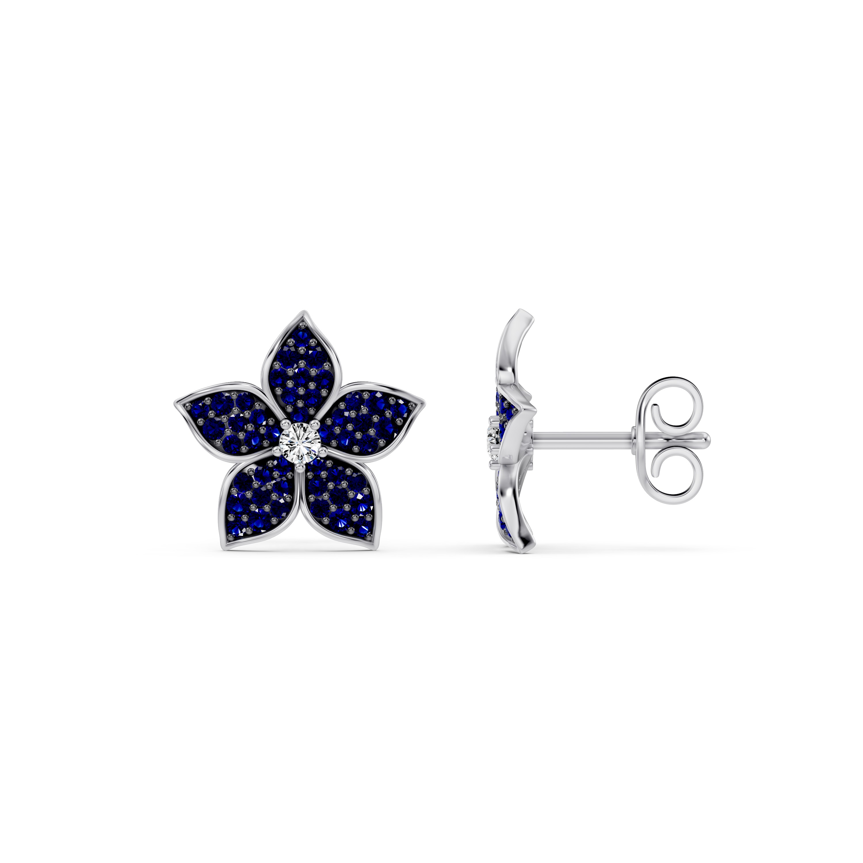 Fleur Pavé Lab Sapphire Earrings