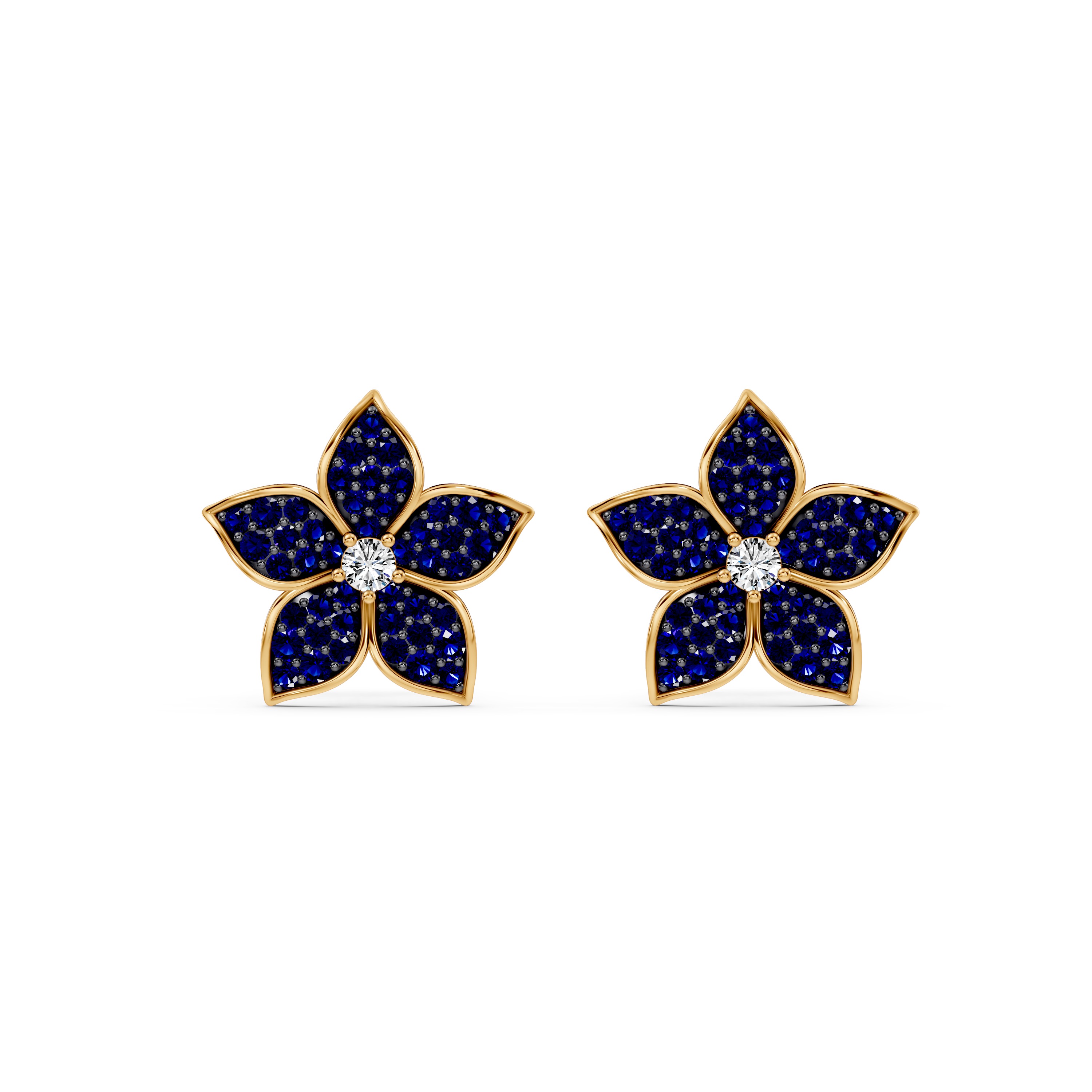 Fleur Pavé Lab Sapphire Earrings