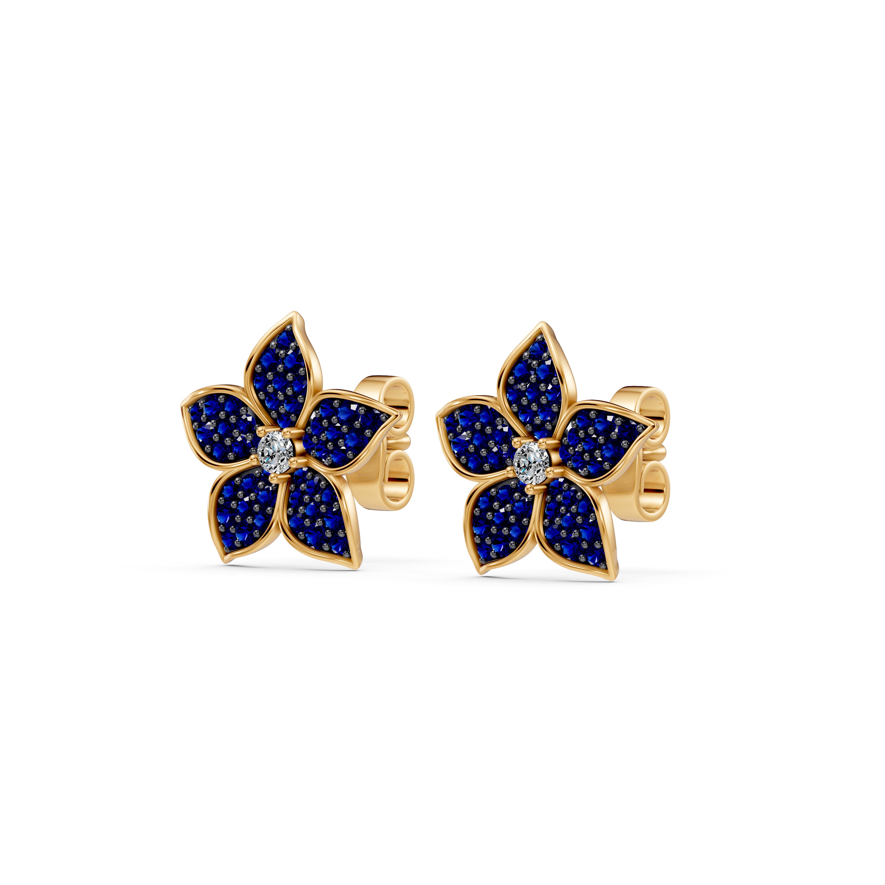 Fleur Pavé Lab Sapphire Earrings