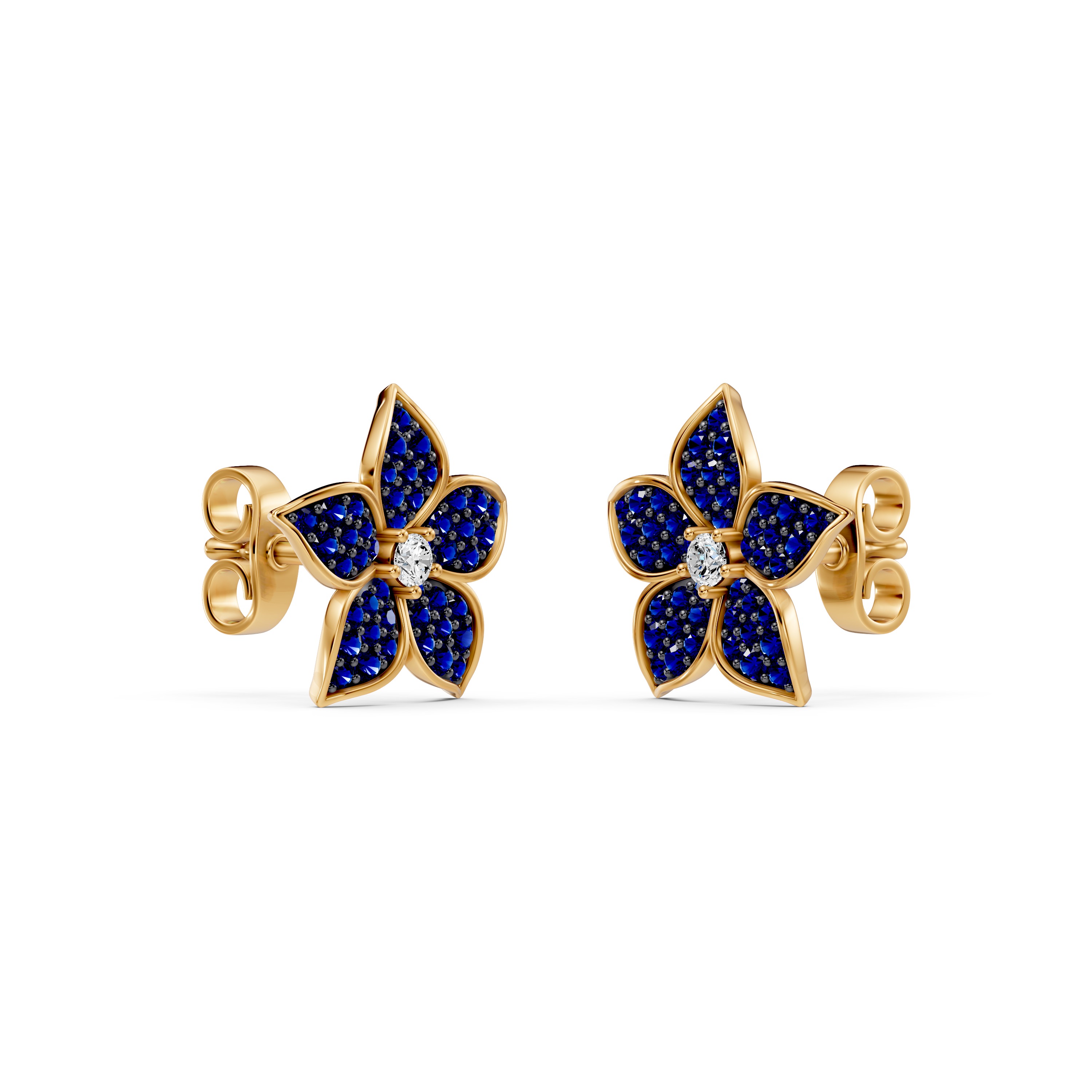 Fleur Pavé Lab Sapphire Earrings