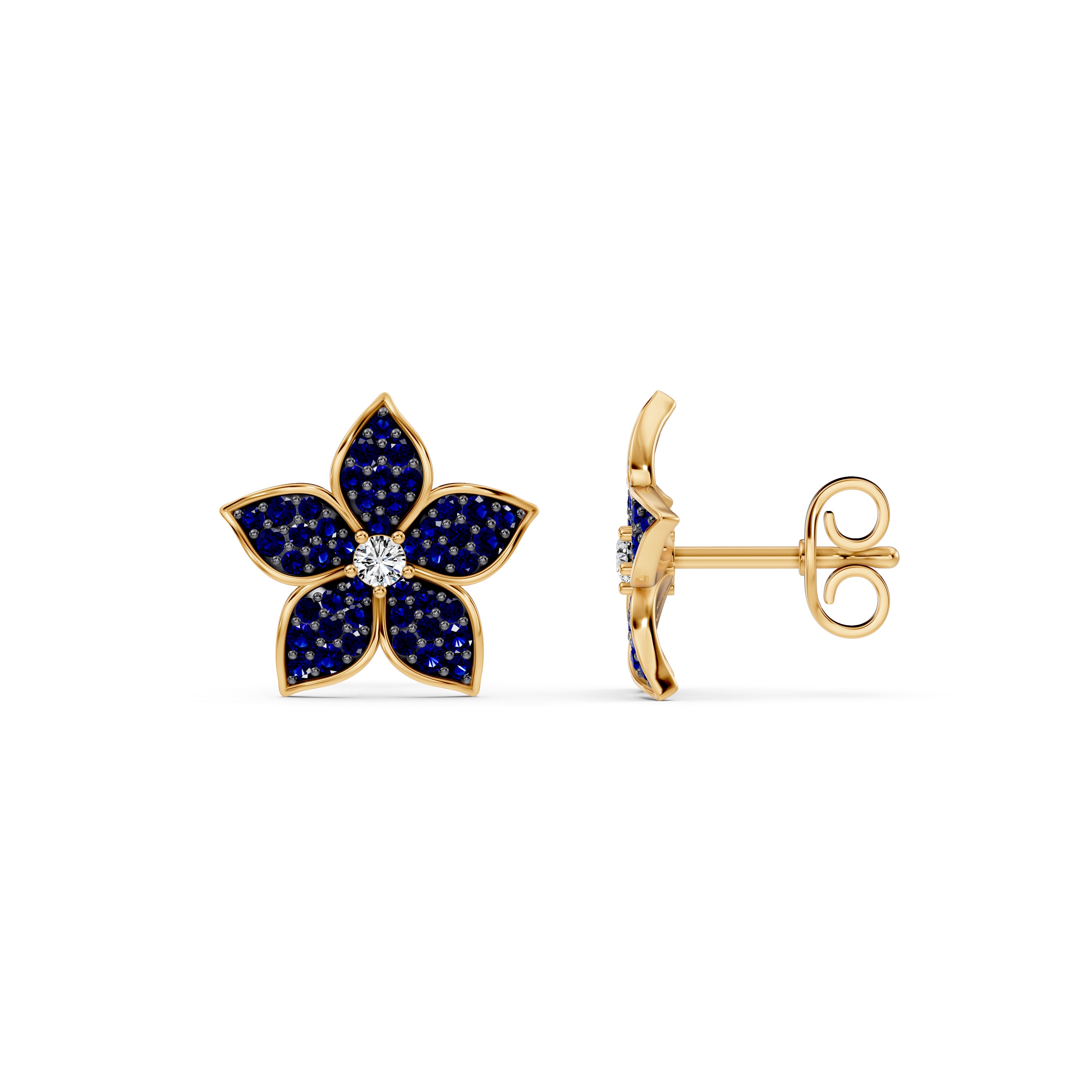 Fleur Pavé Lab Sapphire Earrings