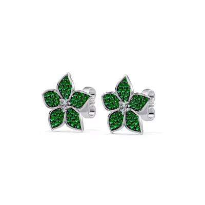 Fleur Pavé Lab Emerald Earrings