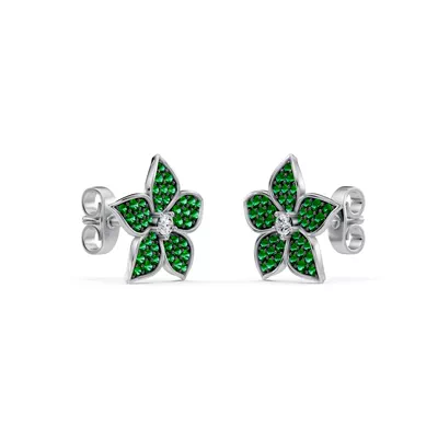 Fleur Pavé Lab Emerald Earrings