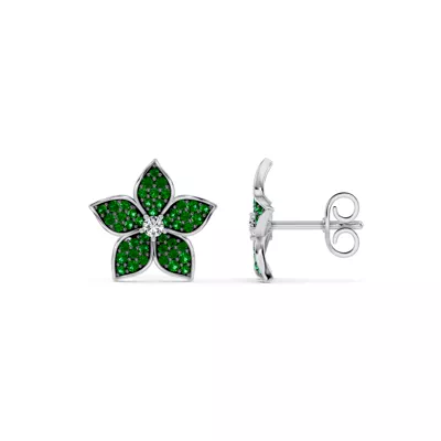 Fleur Pavé Lab Emerald Earrings