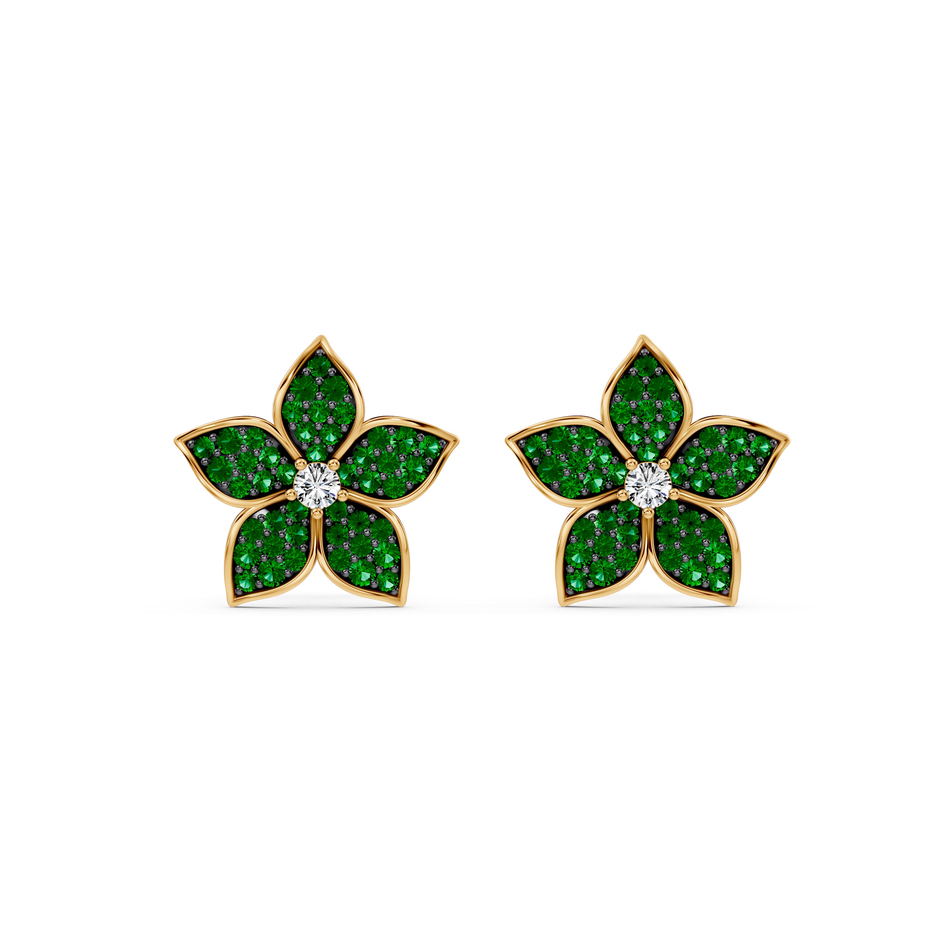 Fleur Pavé Lab Emerald Earrings