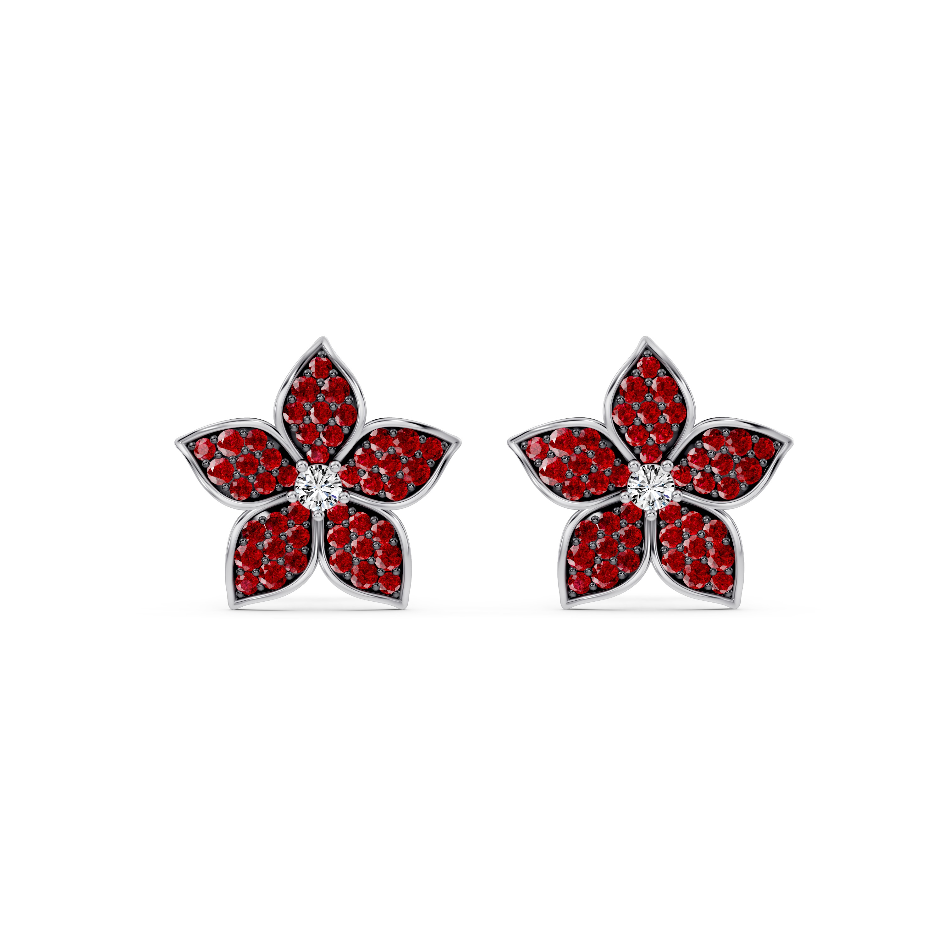 Fleur Pavé Lab Ruby Earrings