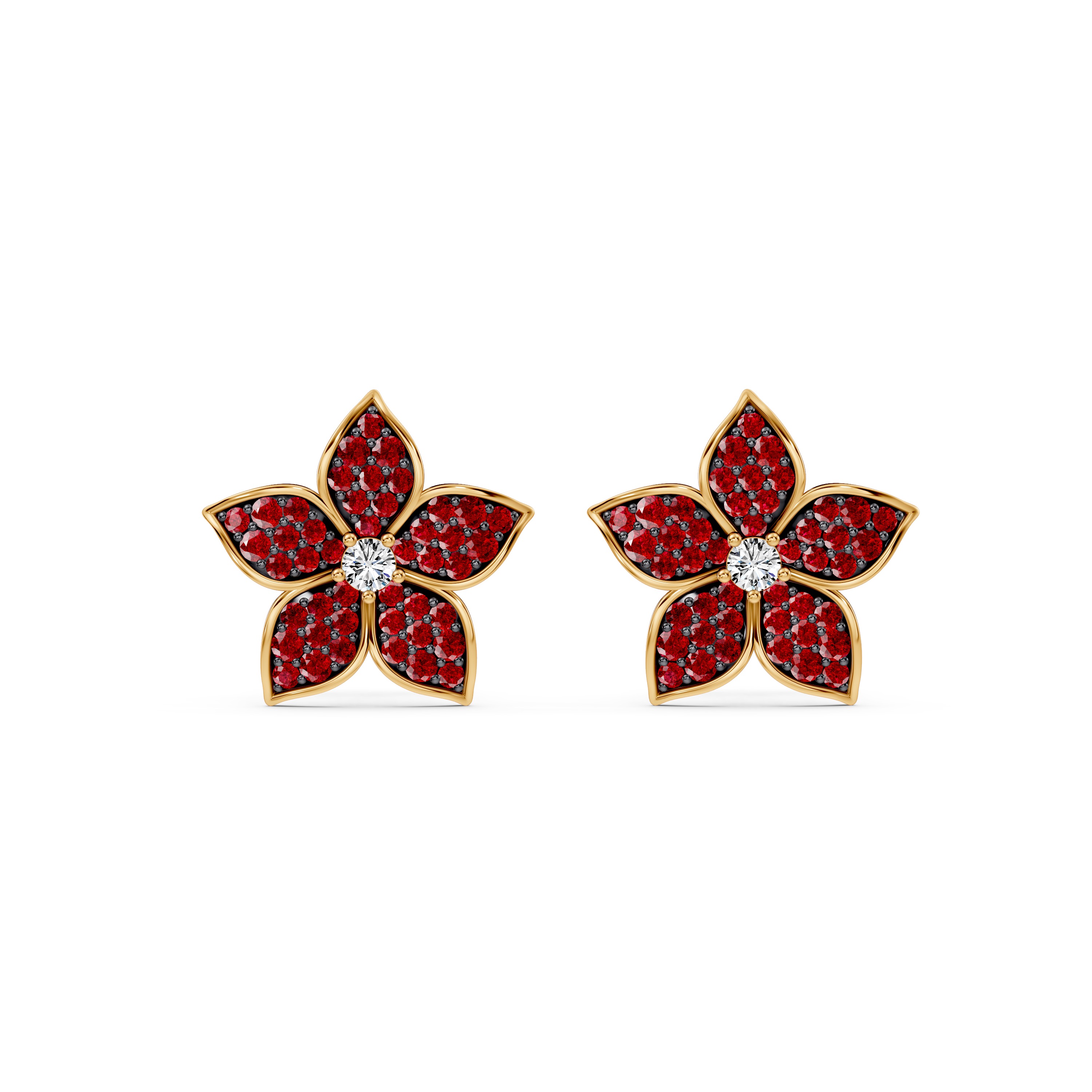 Fleur Pavé Lab Ruby Earrings