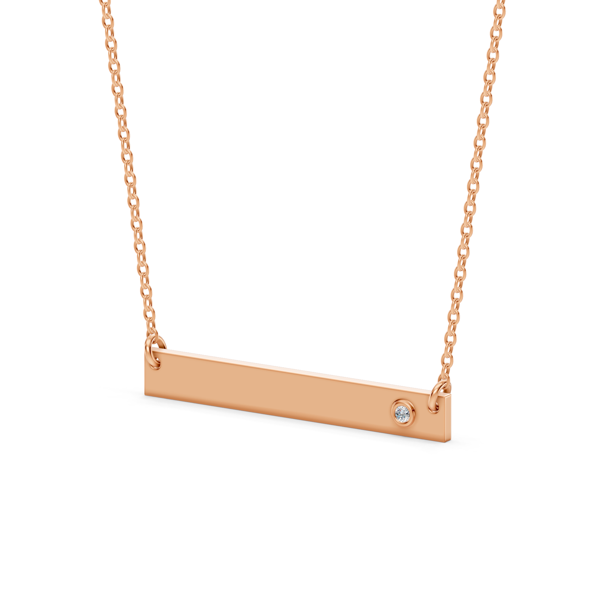 Engravable Bezel Lab Diamond Bar Necklace