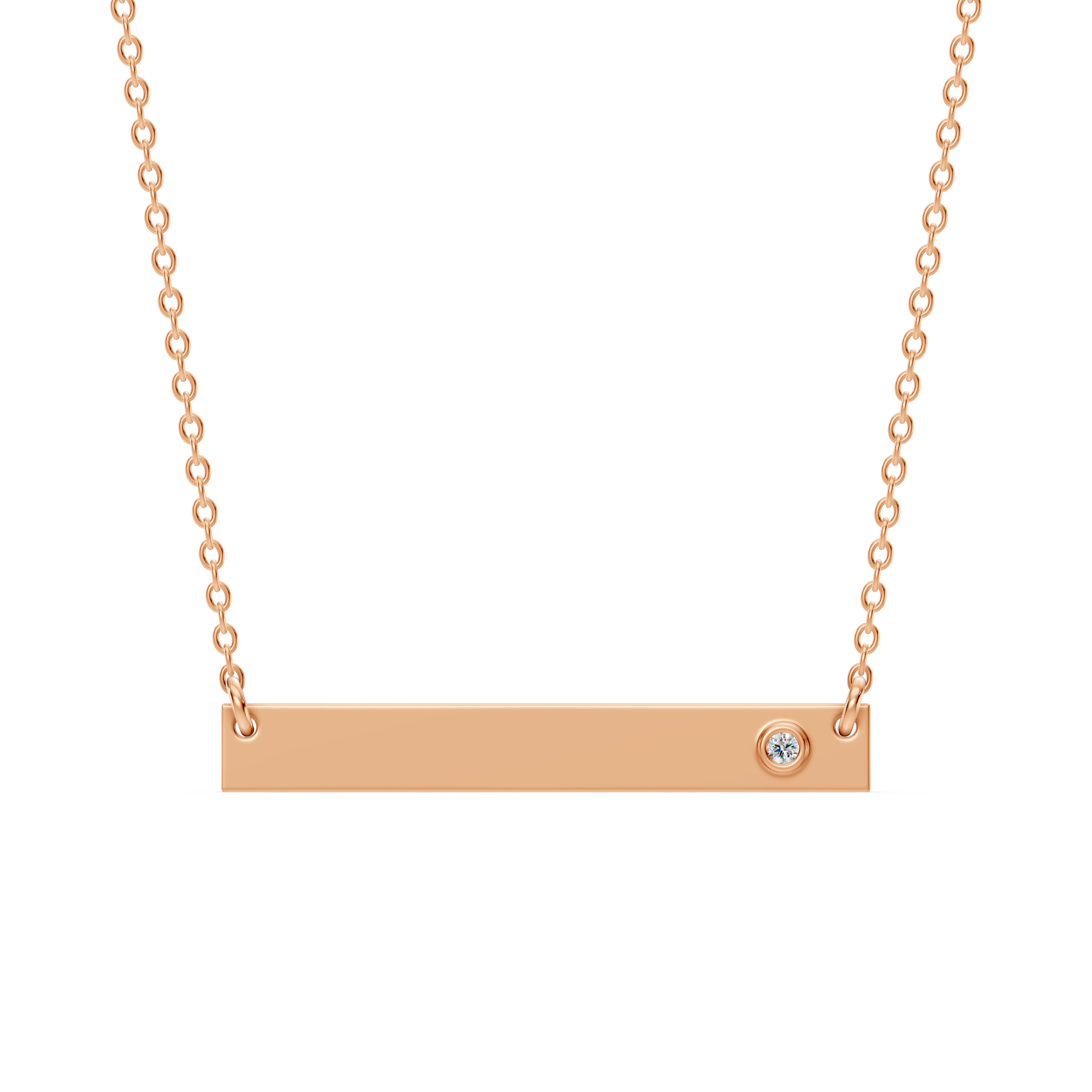 Engravable Bezel Diamond Bar Necklace