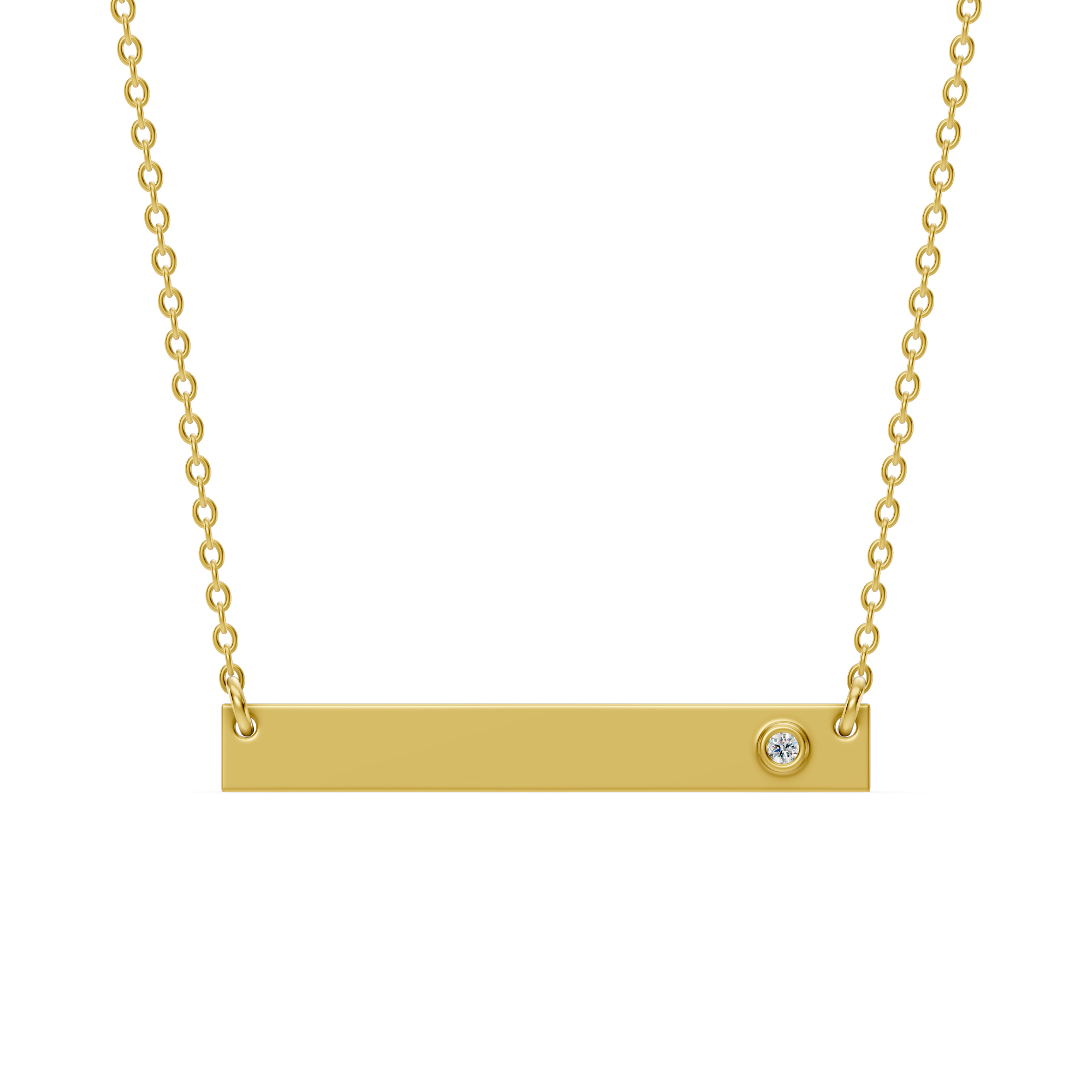 Engravable Bezel Lab Diamond Bar Necklace
