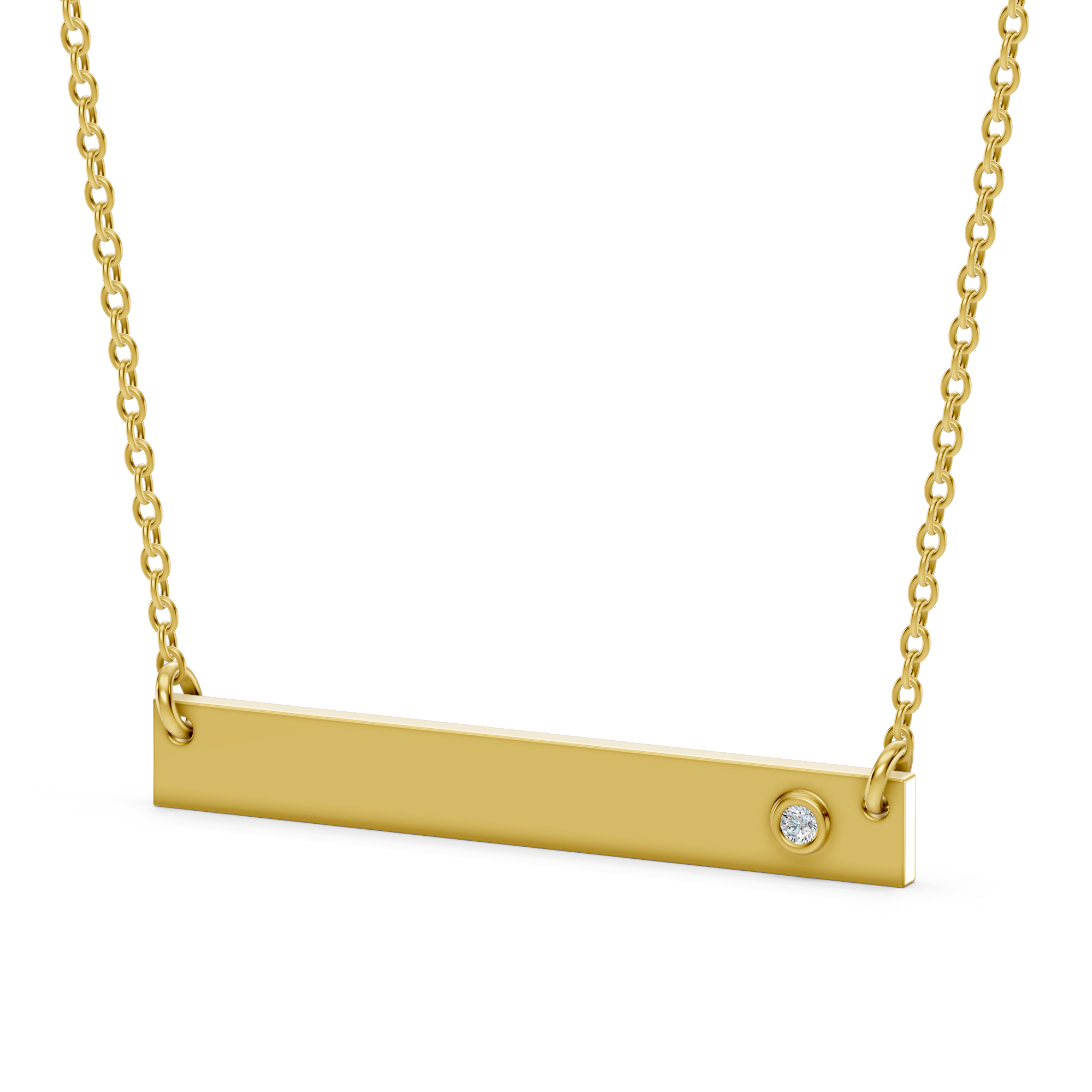 Engravable Bezel Lab Diamond Bar Necklace