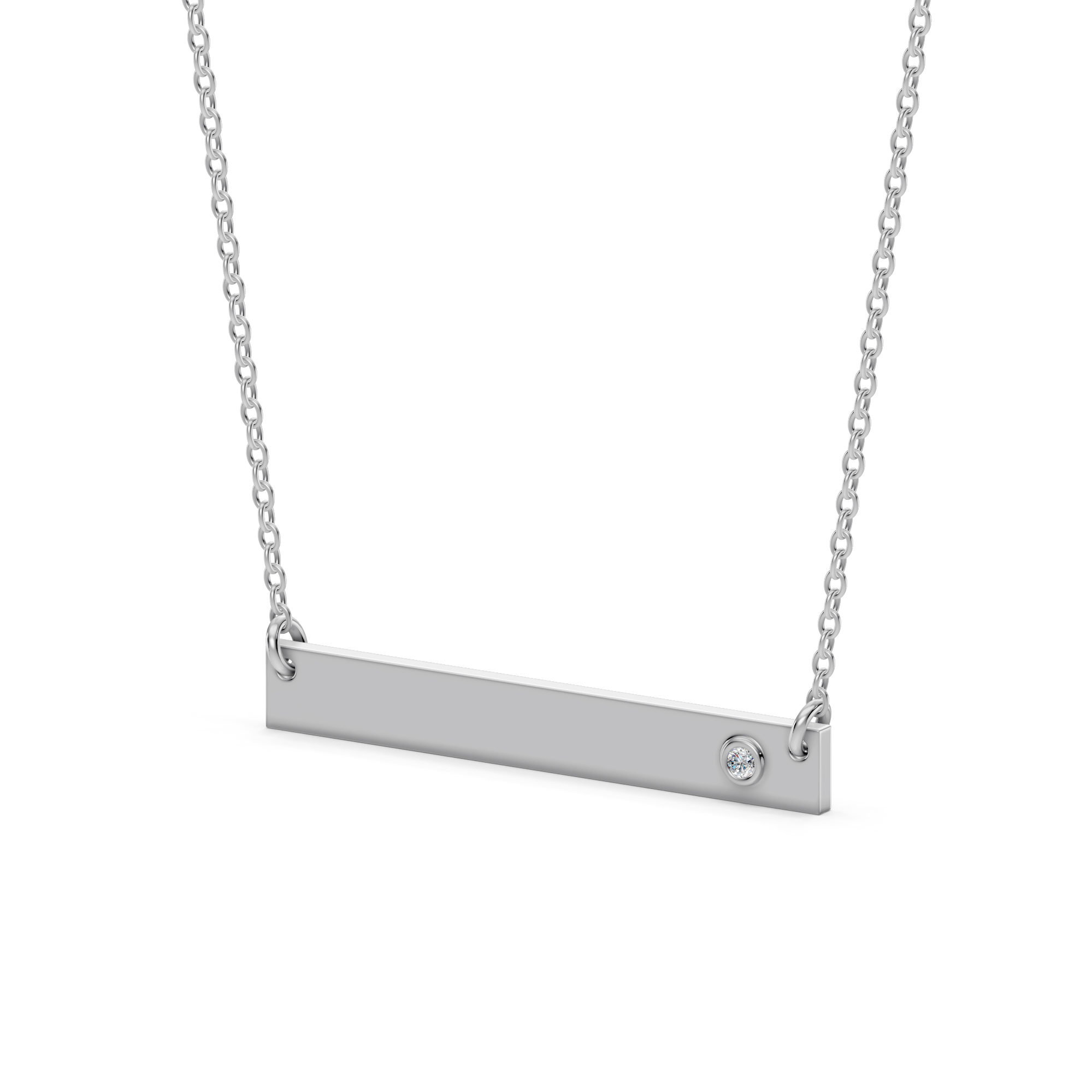 Engravable Bezel Diamond Bar Necklace