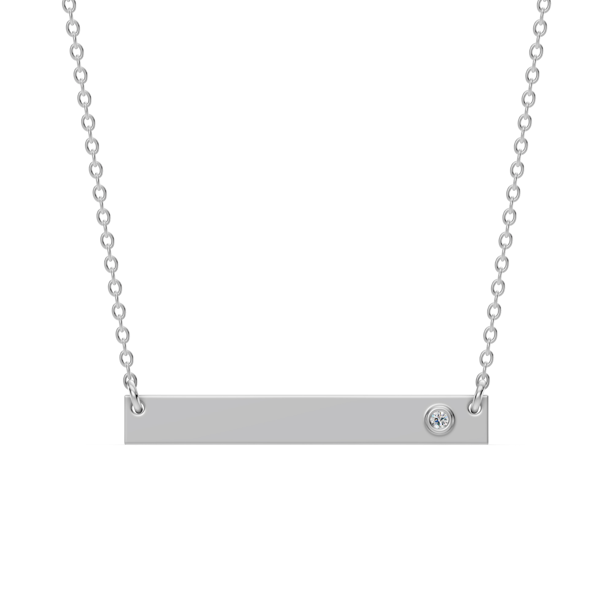 Engravable Bezel Lab Diamond Bar Necklace