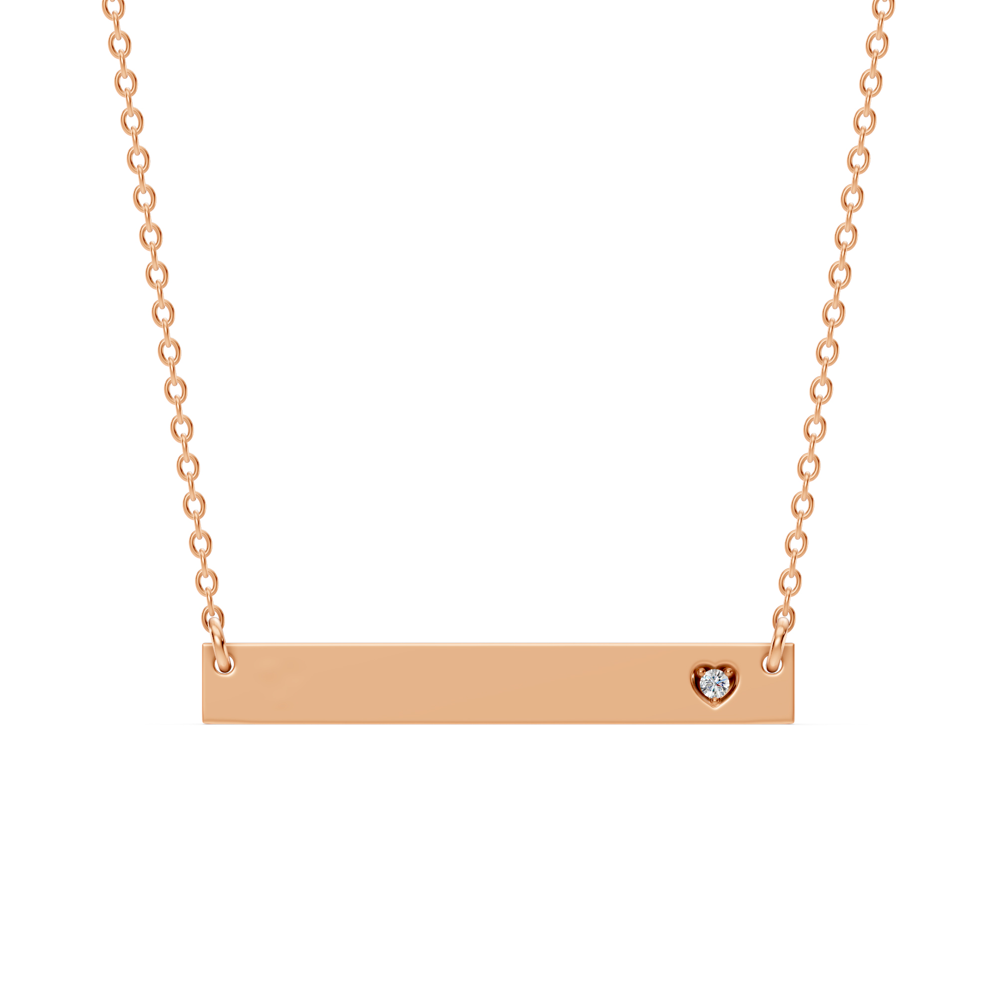 Engravable Heart Diamond Bar Necklace