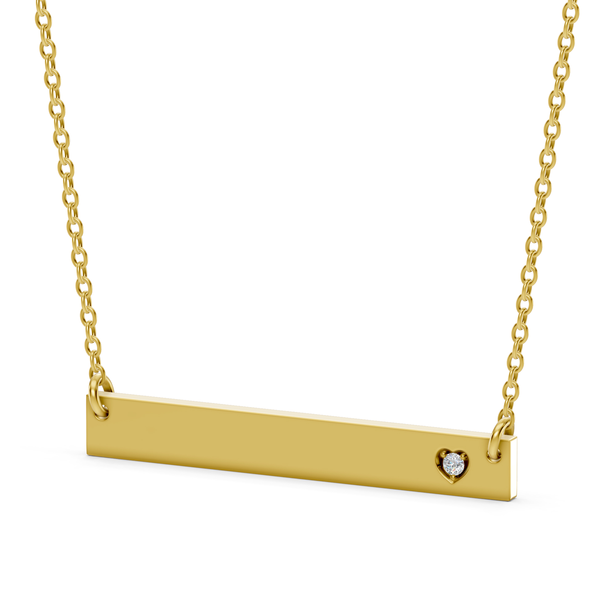 Engravable Heart Lab Diamond Bar Necklace