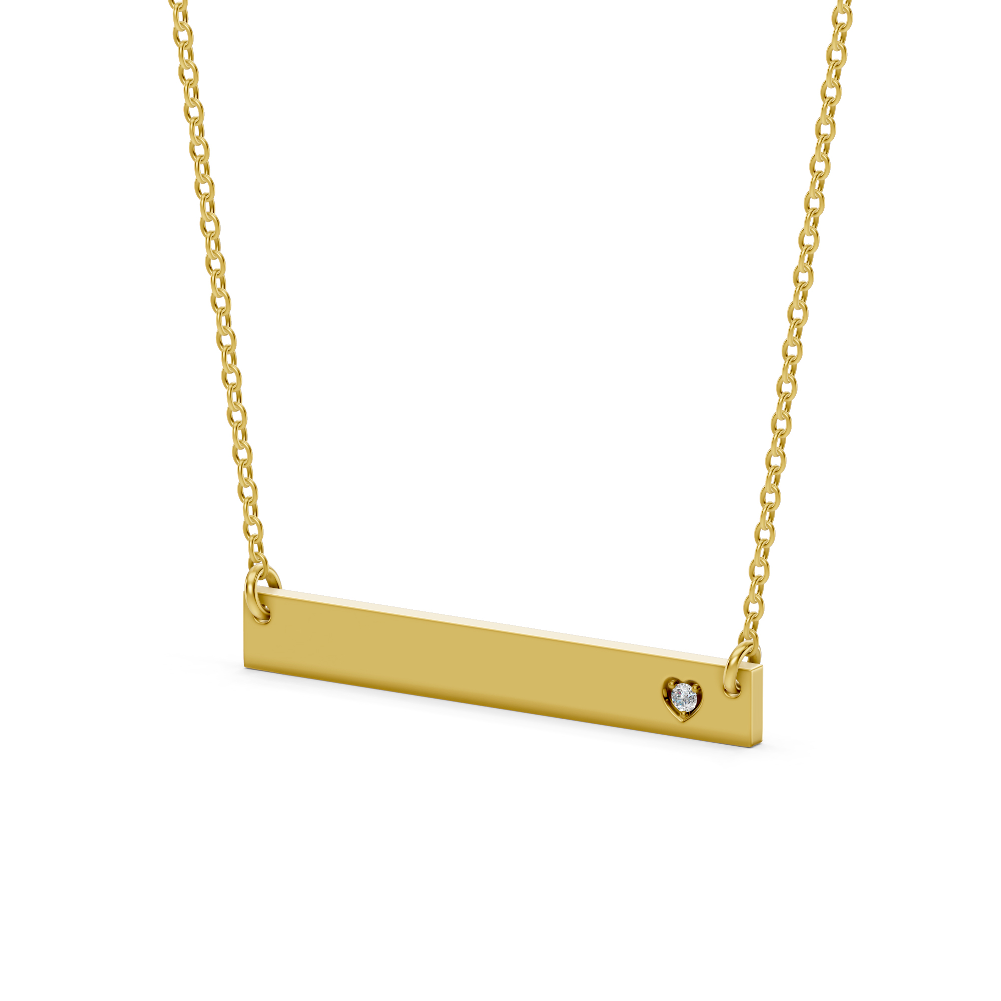 Engravable Heart Diamond Bar Necklace