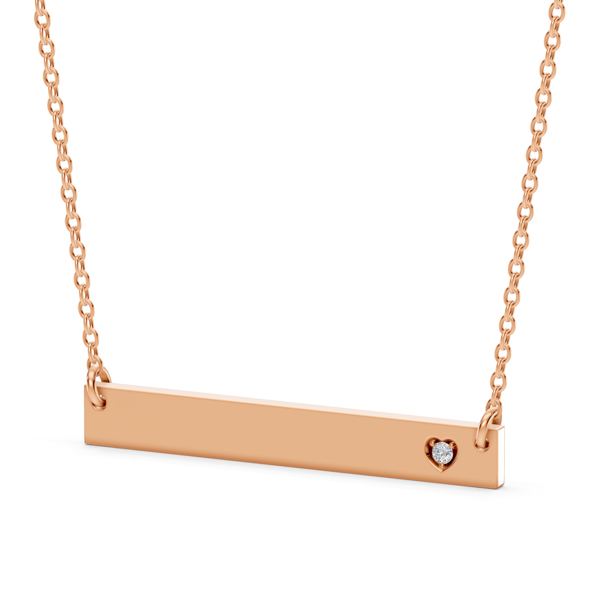 Engravable Heart Lab Diamond Bar Necklace