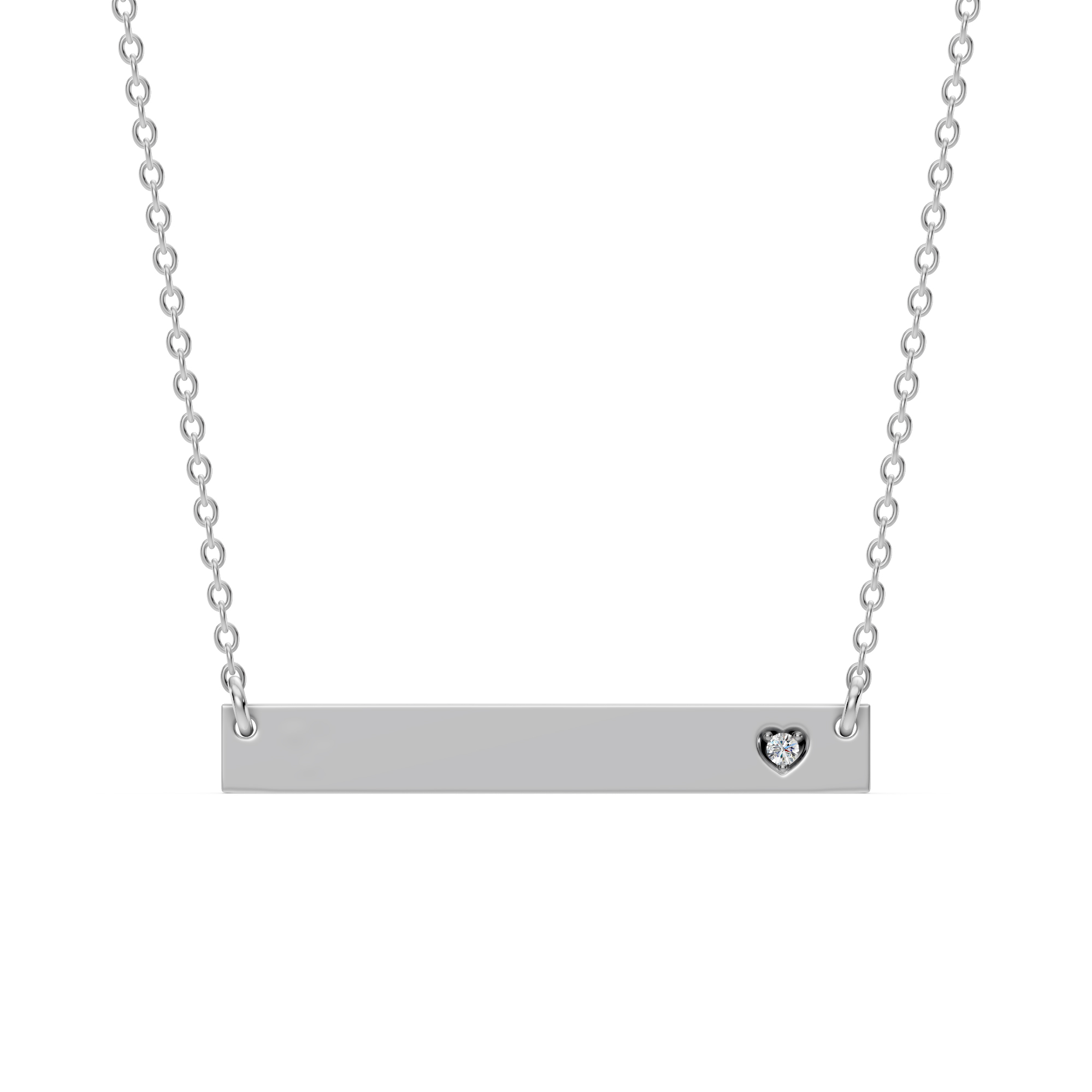 Engravable Heart Diamond Bar Necklace