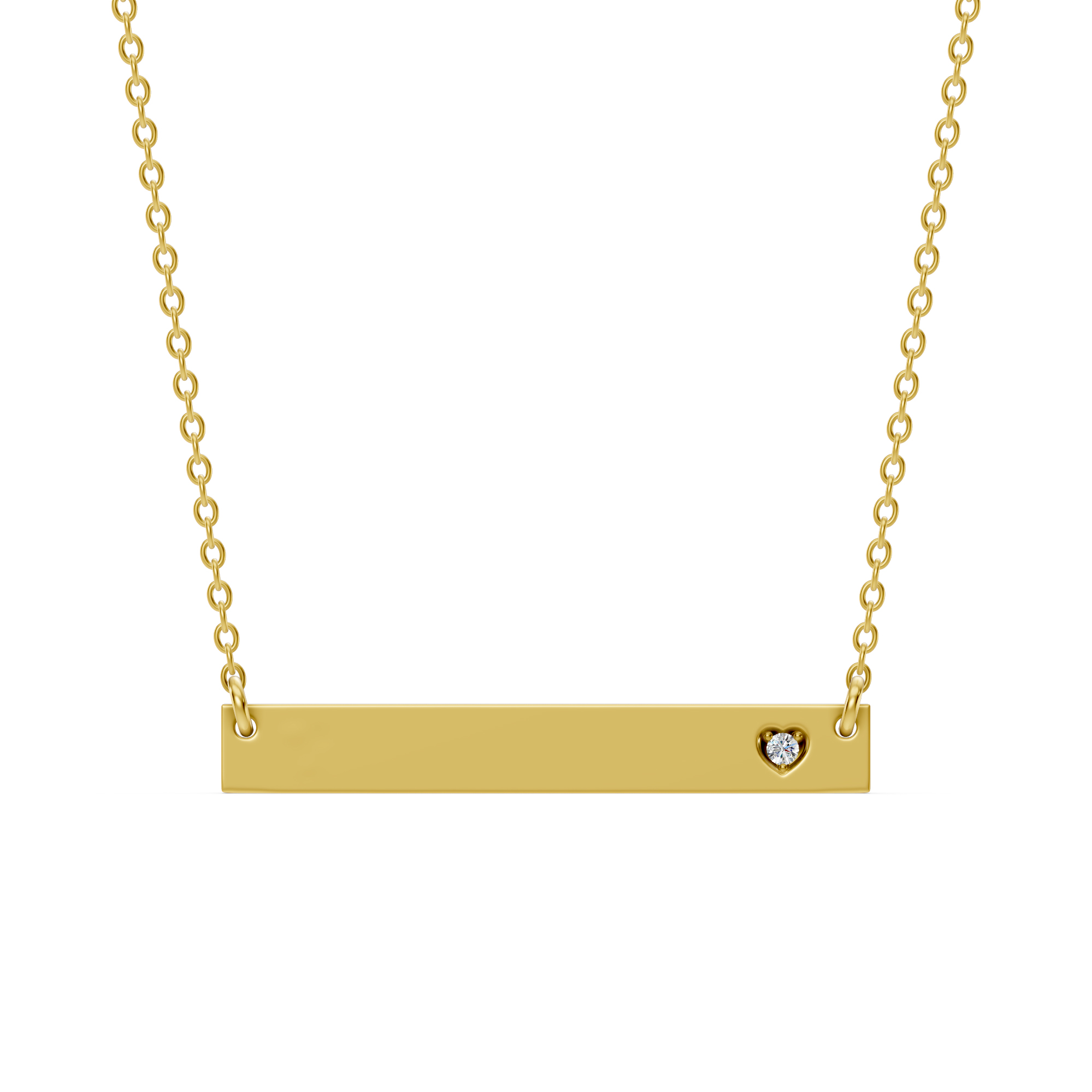 Engravable Heart Lab Diamond Bar Necklace