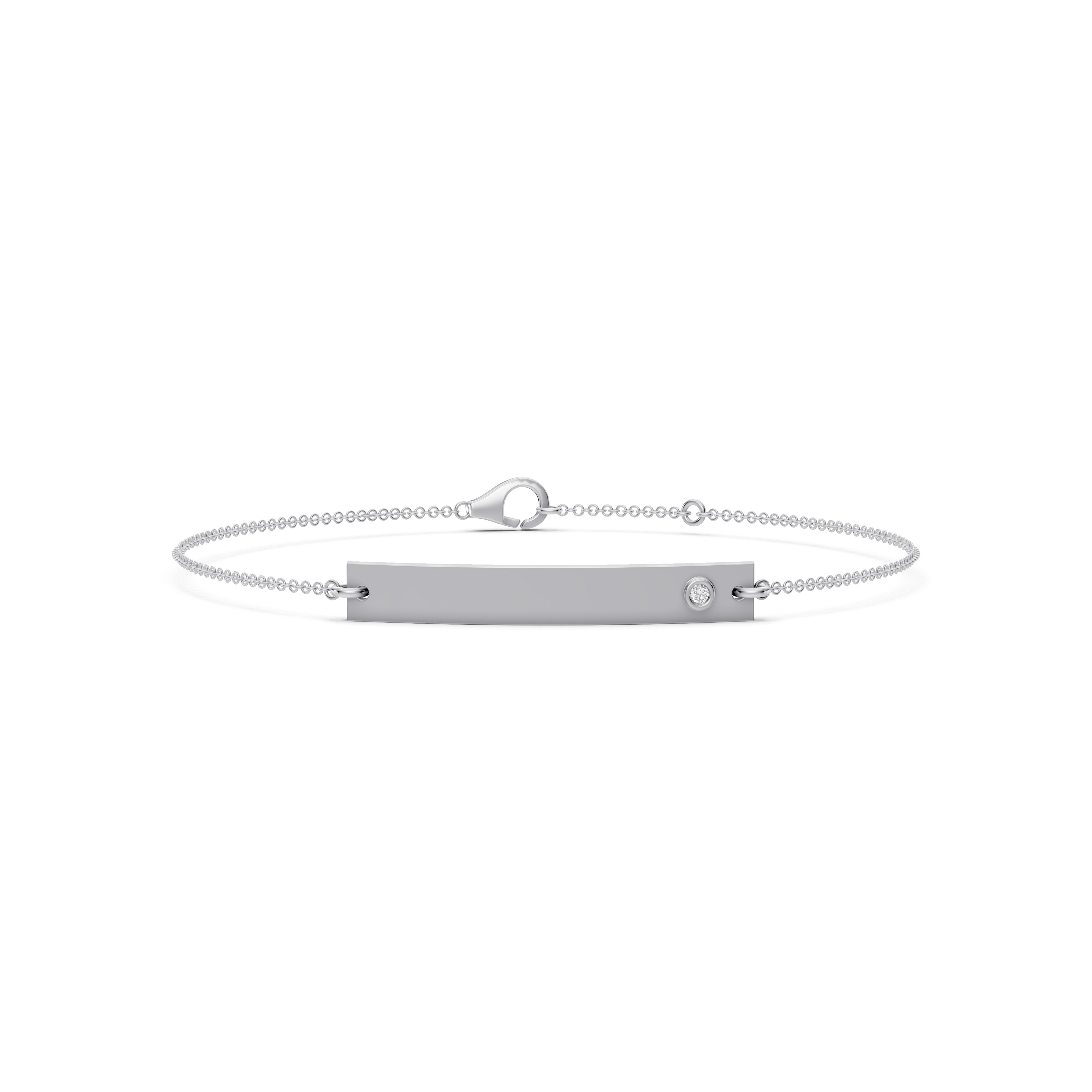 Engravable Bezel Lab Diamond Bar Bracelet
