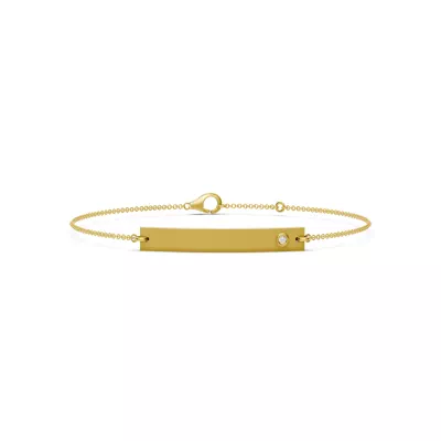 Engravable Bezel Diamond Bar Bracelet