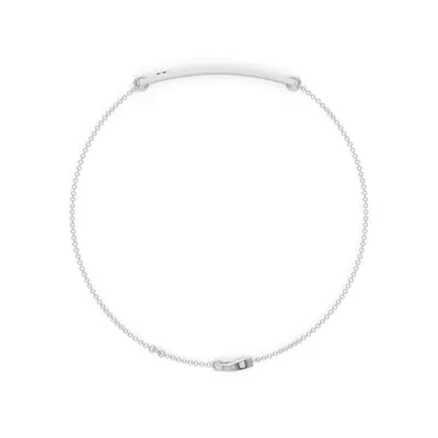 Engravable Bezel Lab Diamond Bar Silver Bracelet