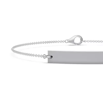 Engravable Bezel Lab Diamond Bar Silver Bracelet