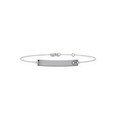 Engravable Heart Diamond Bar Silver Bracelet
