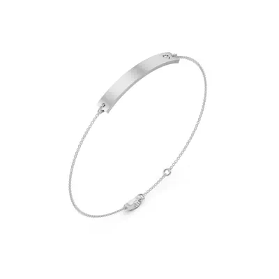 Engravable Heart Diamond Bar Silver Bracelet