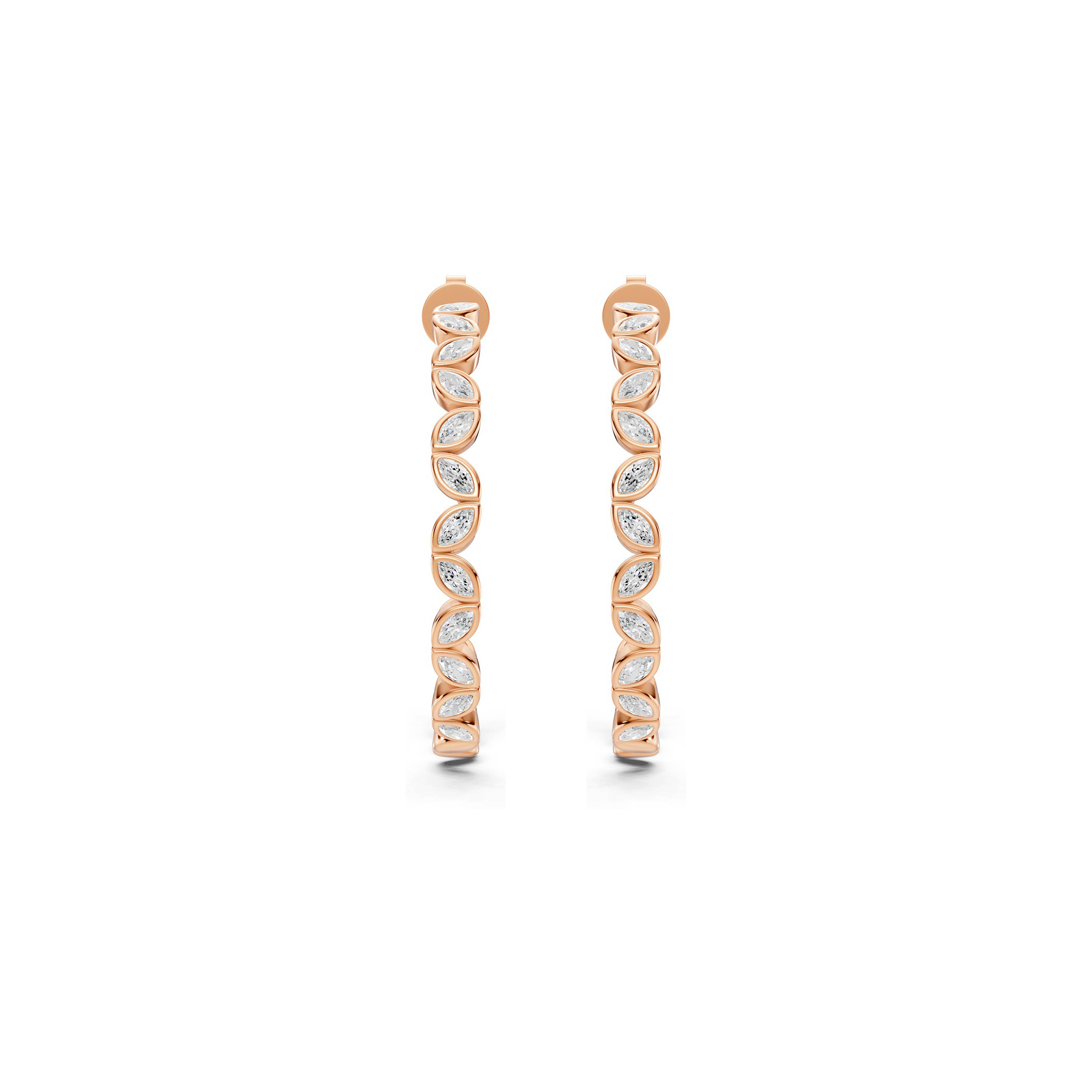 Marquise Lab Diamond Bezel Hoop Earrings